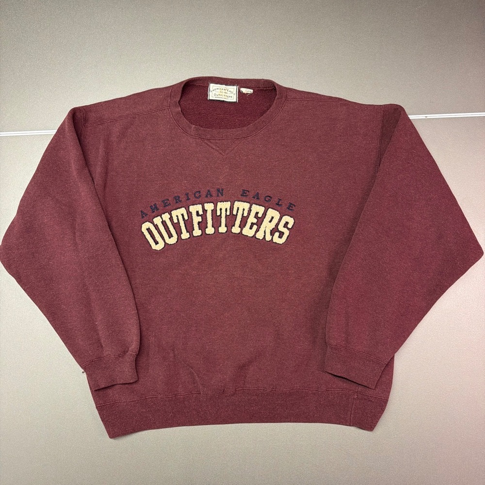 Vintage American Eagle Maroon Sweatshirt Mens Large